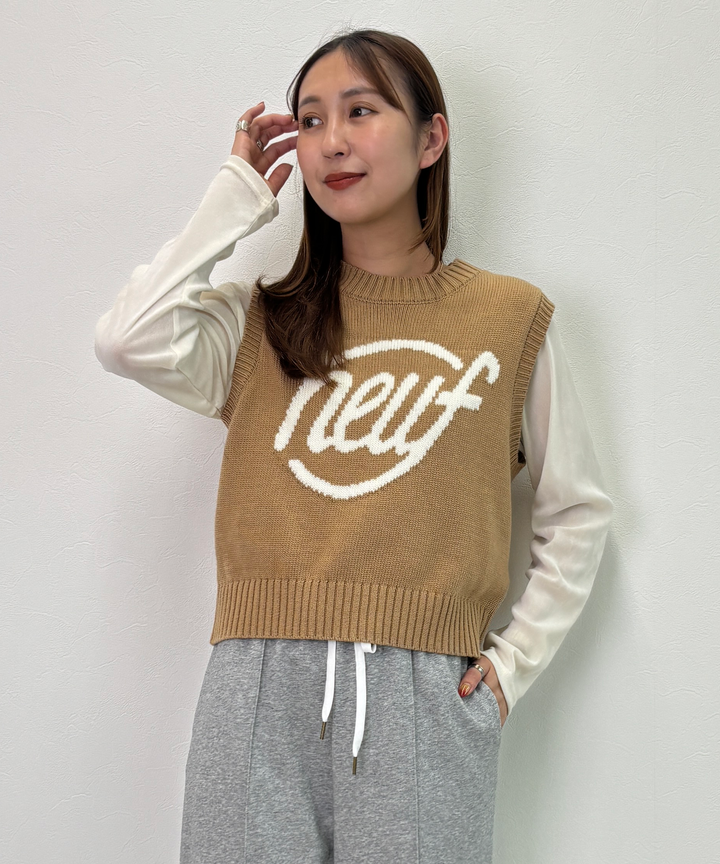 配色ロゴニットベスト