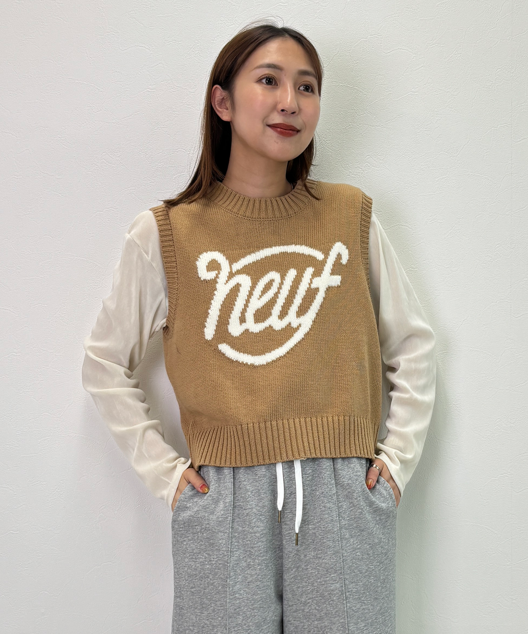 配色ロゴニットベスト