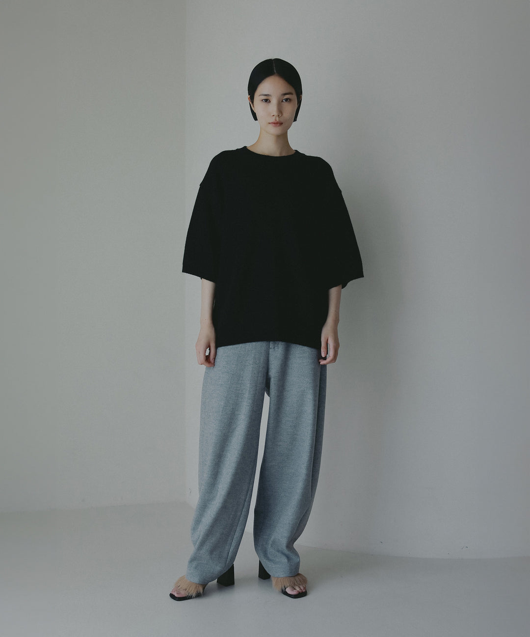 ハーフスリーブカシミヤニット