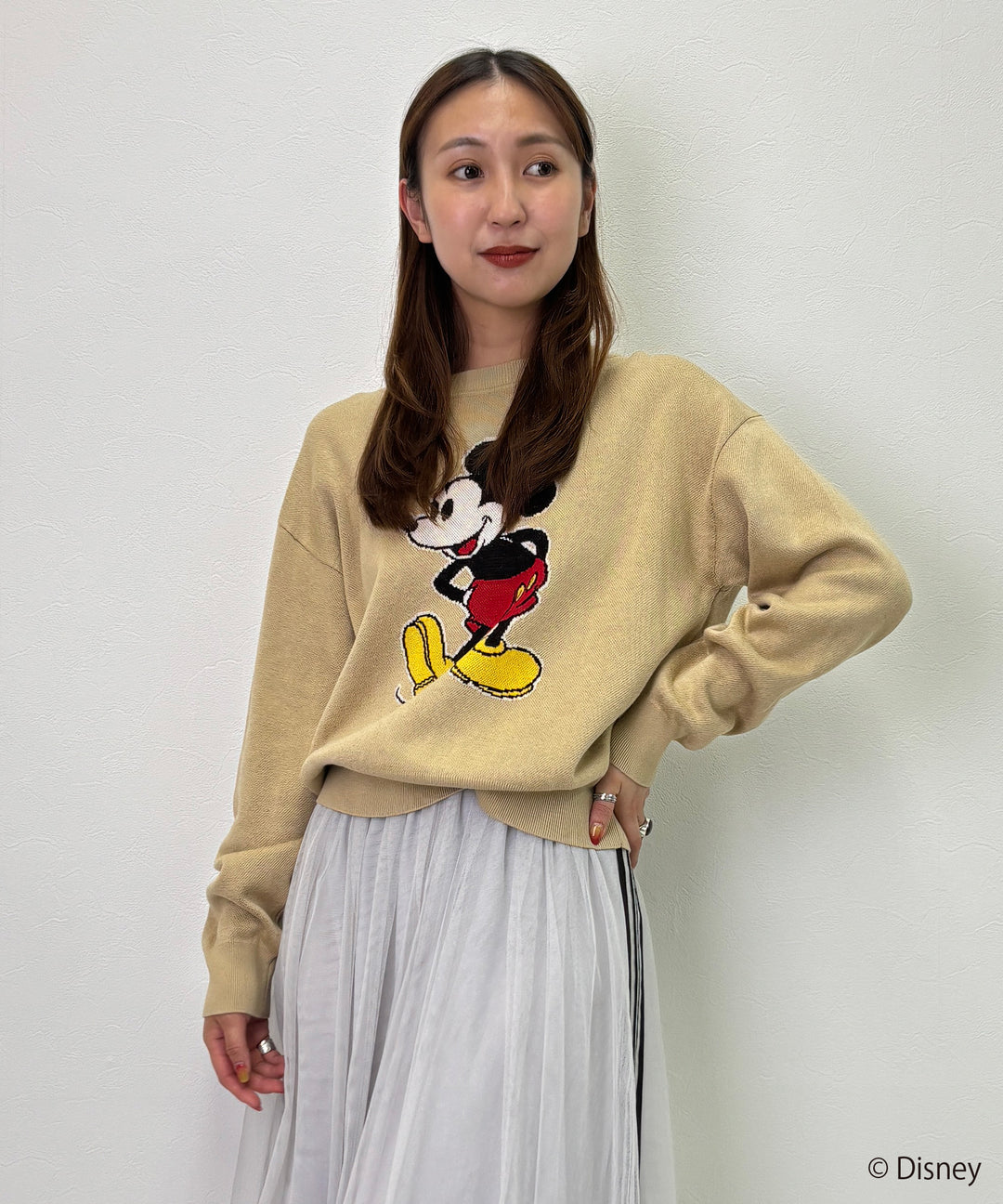Disney（ディズニー）ミッキーデザインジャガードニット