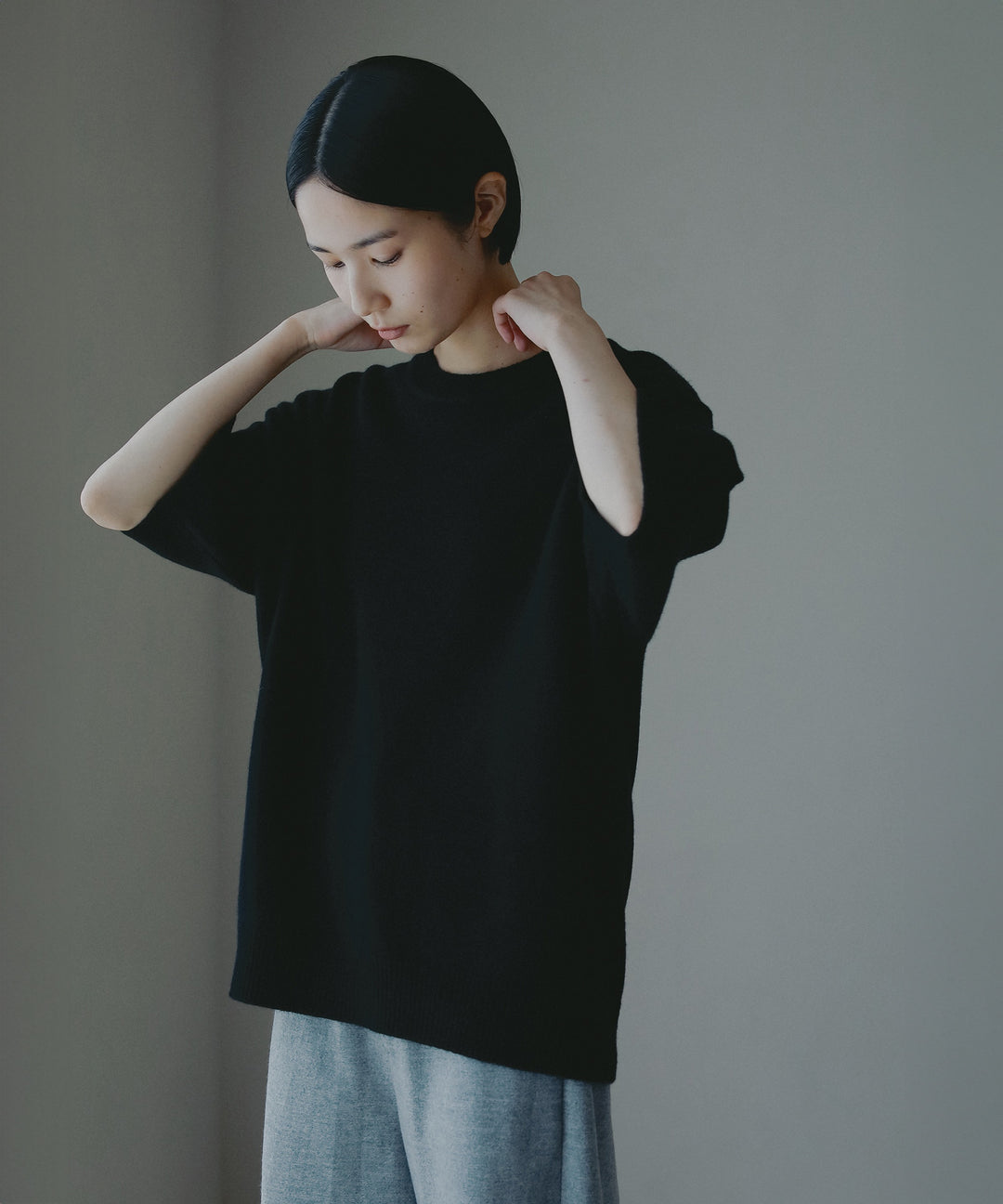 ハーフスリーブカシミヤニット