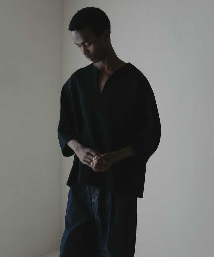 キーネックハーフスリーブトップス