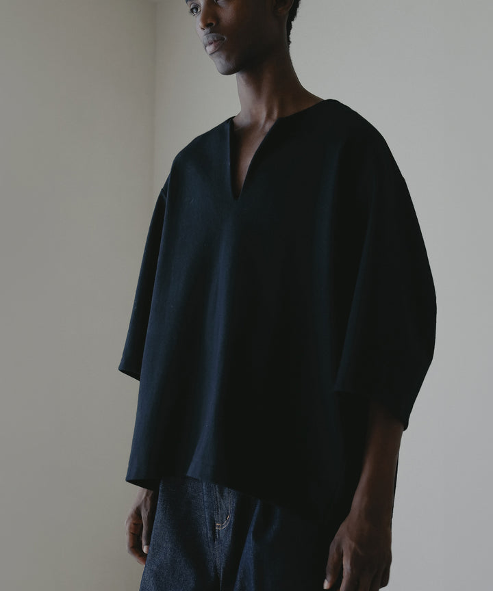 キーネックハーフスリーブトップス