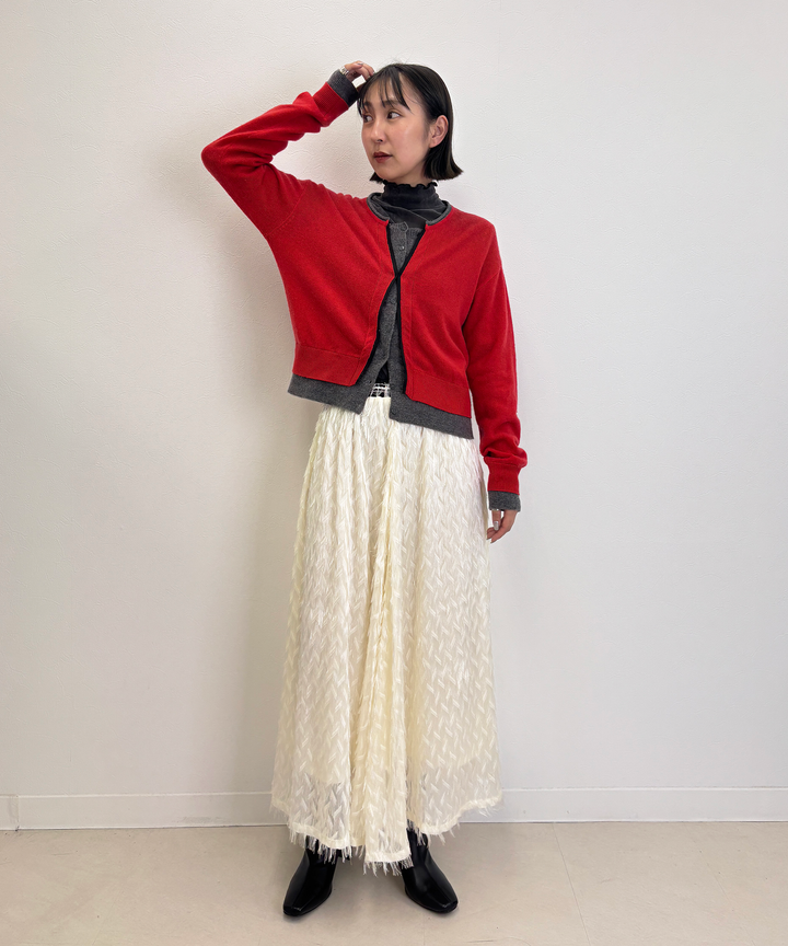 幾何柄カットジャガードスカート