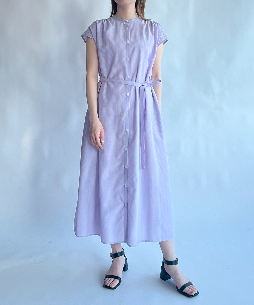 リネンストライプノースリーブワンピース – FACE SANS FARD リネンストライプノースリーブワンピース – FACE SANS FARD