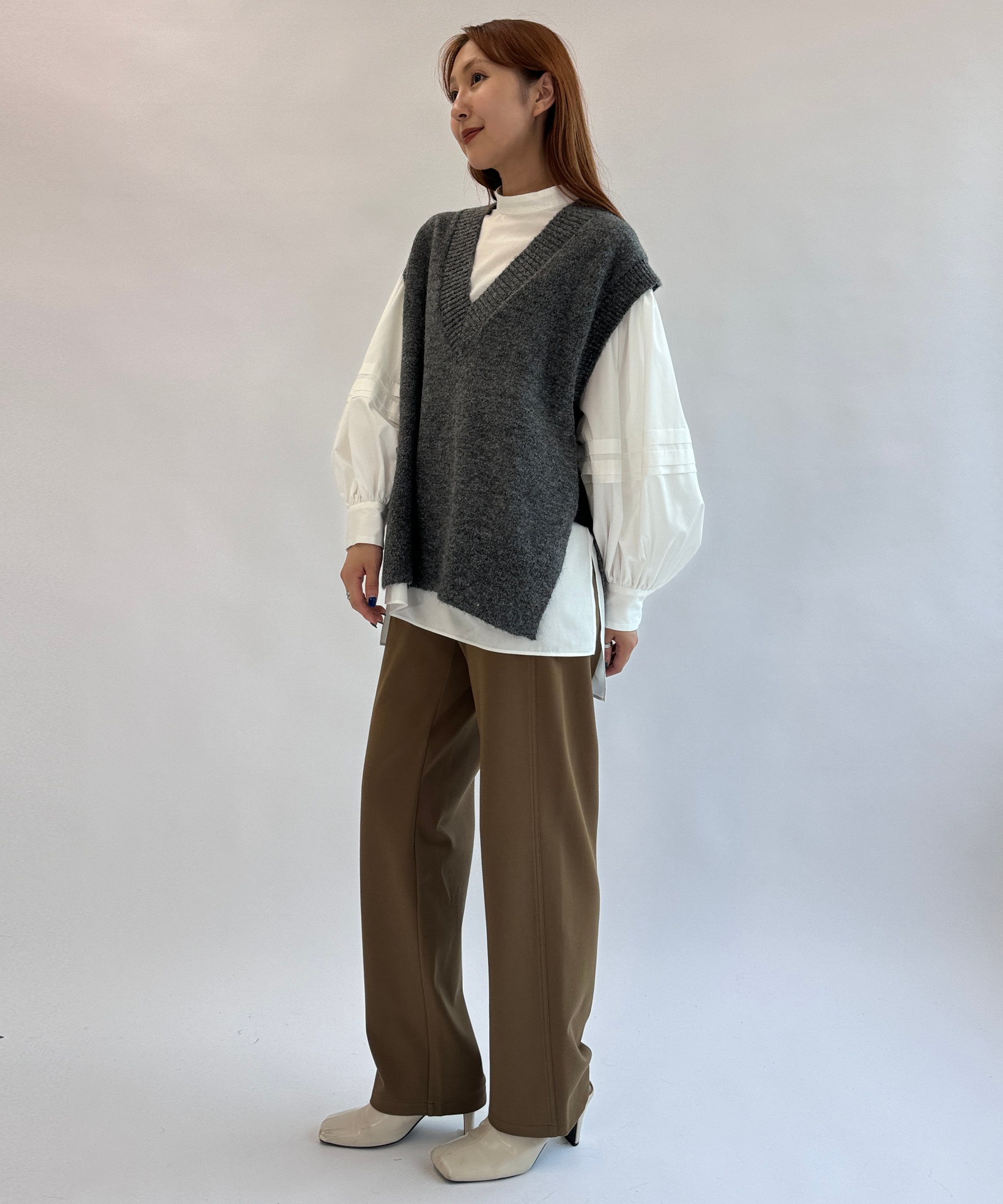 A13505 FUMlE TANAKA ボリュームスリーブブラウス 刺繍 白M