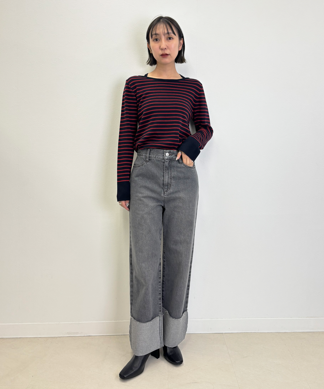 ロールアップストレートデニムパンツ