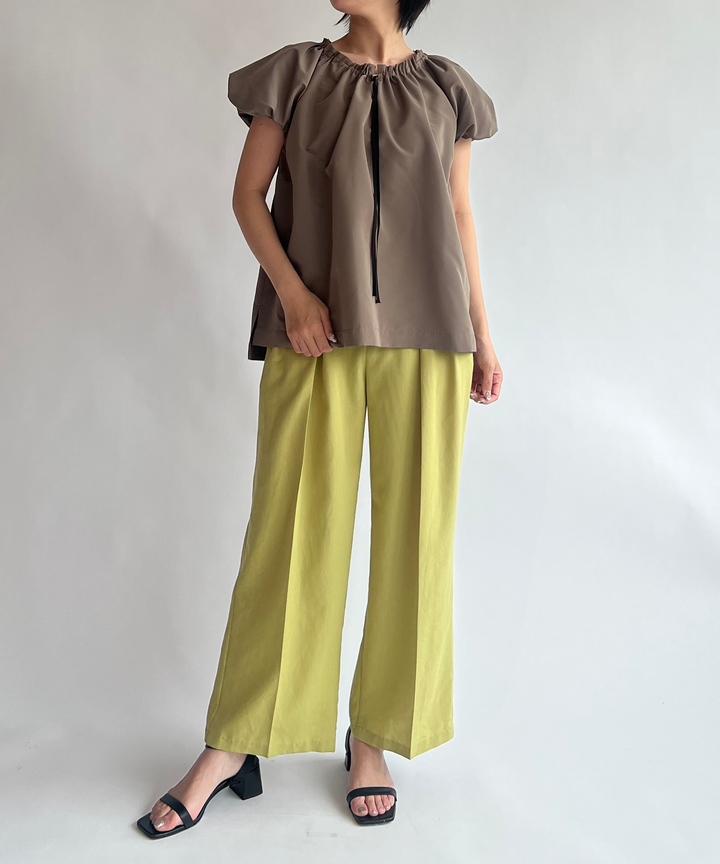 リネン混ワイドパンツ