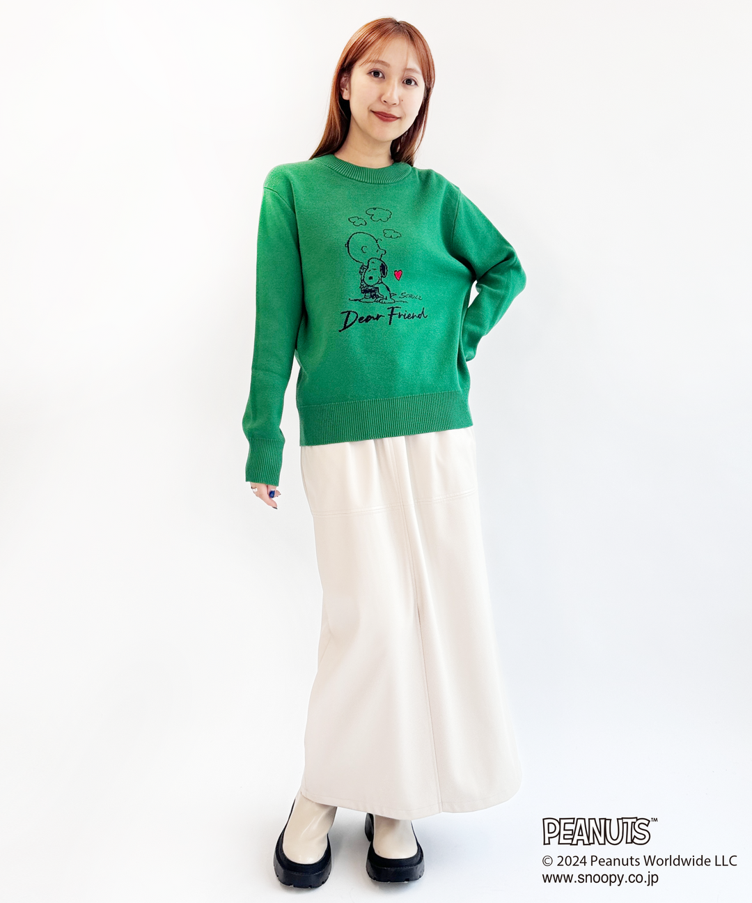 シナコバグリーン イラストプリント 綿セーター シナコバ シナコバグリーン イラストプリント 綿セーター シナコバ