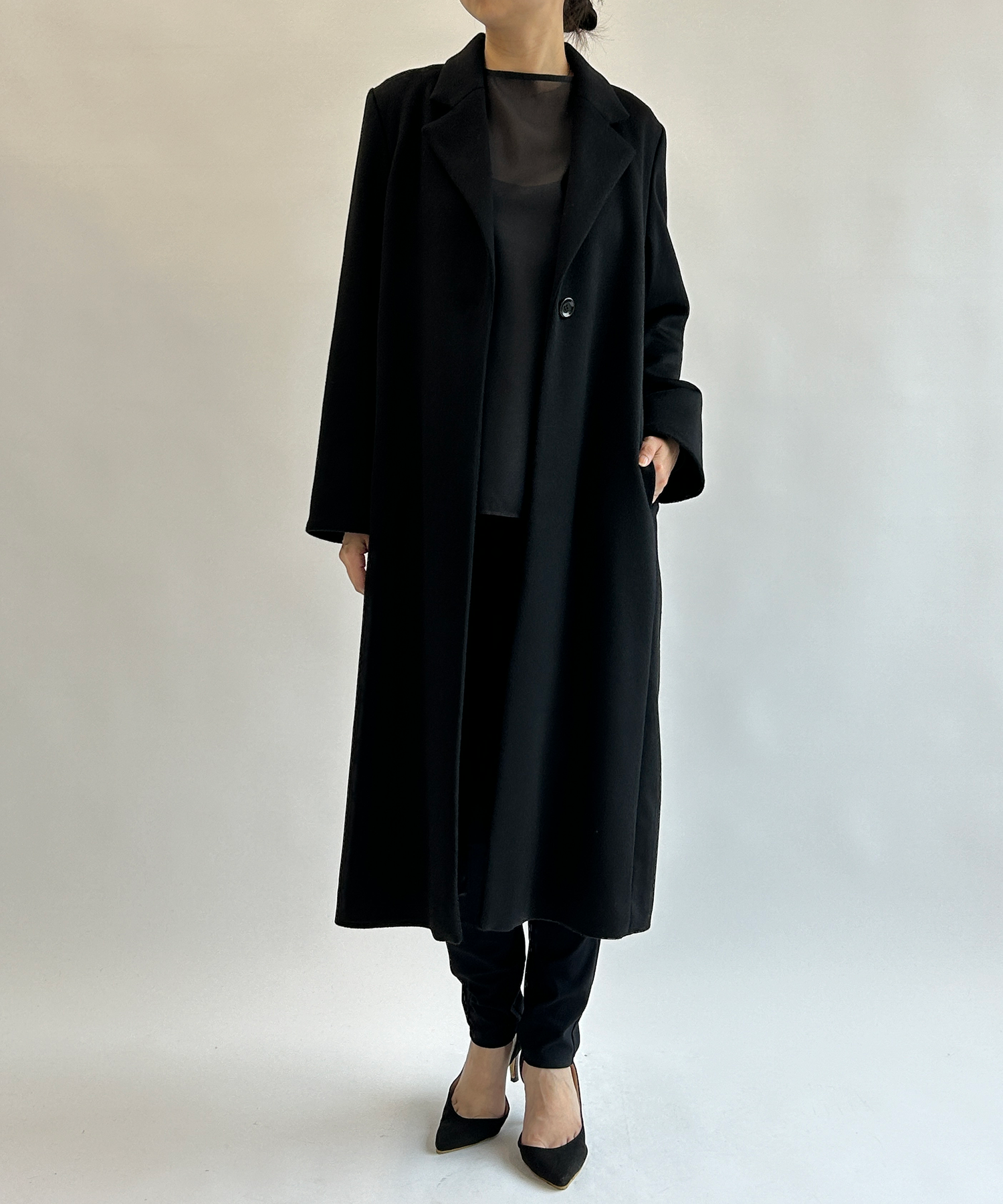 IDEE MILANO カシミヤ ロングコート 黒 IDEE MILANO カシミヤ ロングコート 黒
