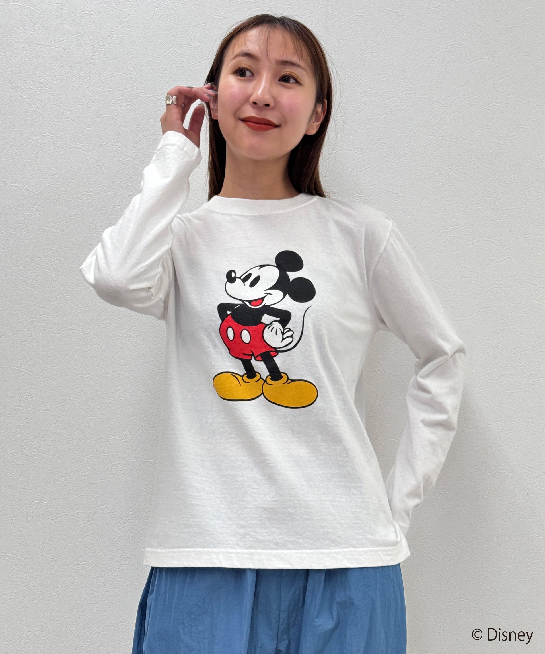 UNUSED×ディズニー×ミッキーマウス　ロングスリーブTシャツ Disney tシャツ Disney/ディズニー ミッキーマウス オーバー