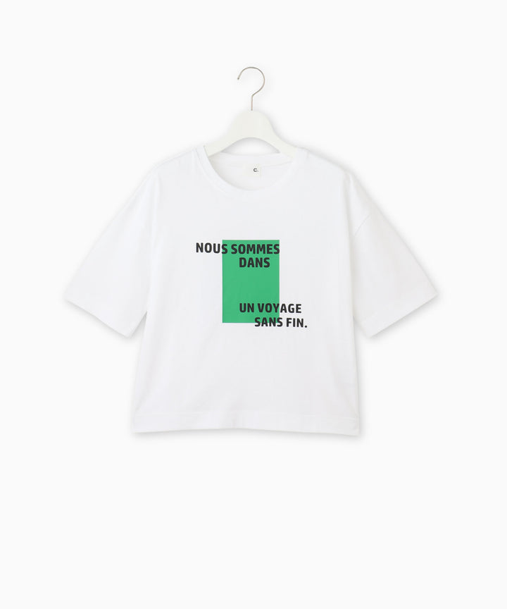 綿天竺プリントクロップドTシャツ