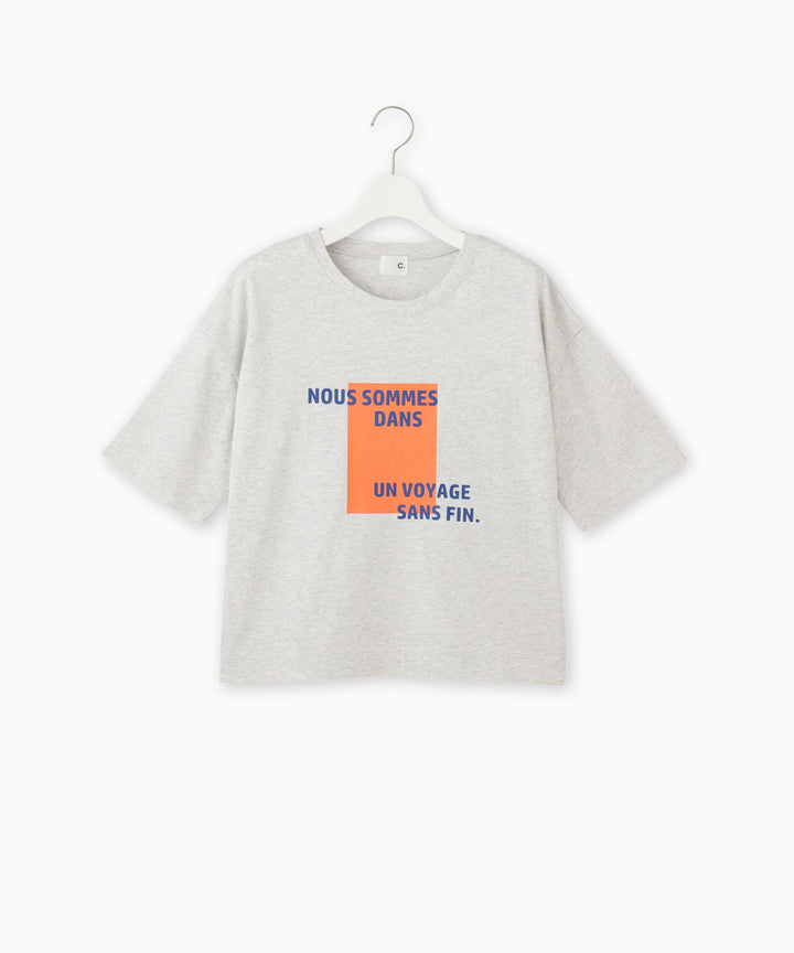 綿天竺プリントクロップドTシャツ