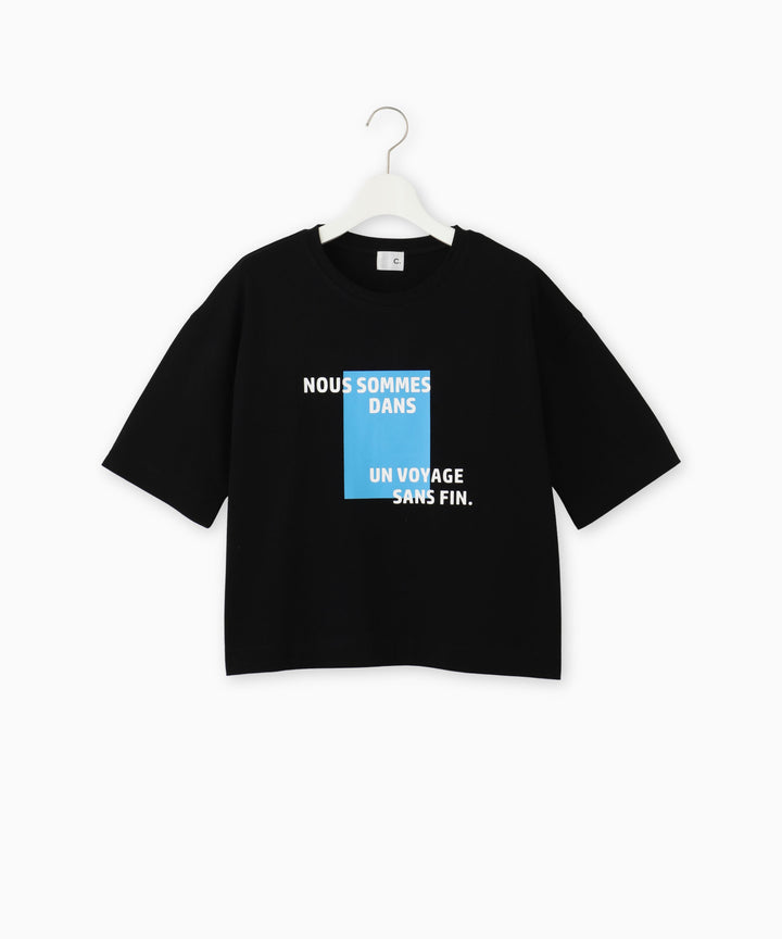 綿天竺プリントクロップドTシャツ
