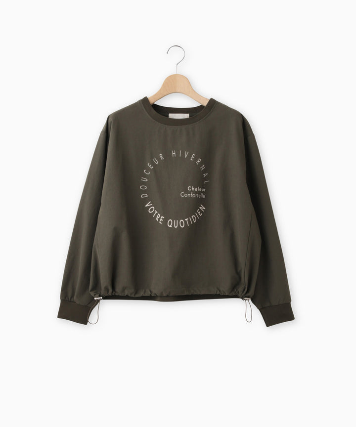 タフタ裏毛フロッキーロゴブラウス