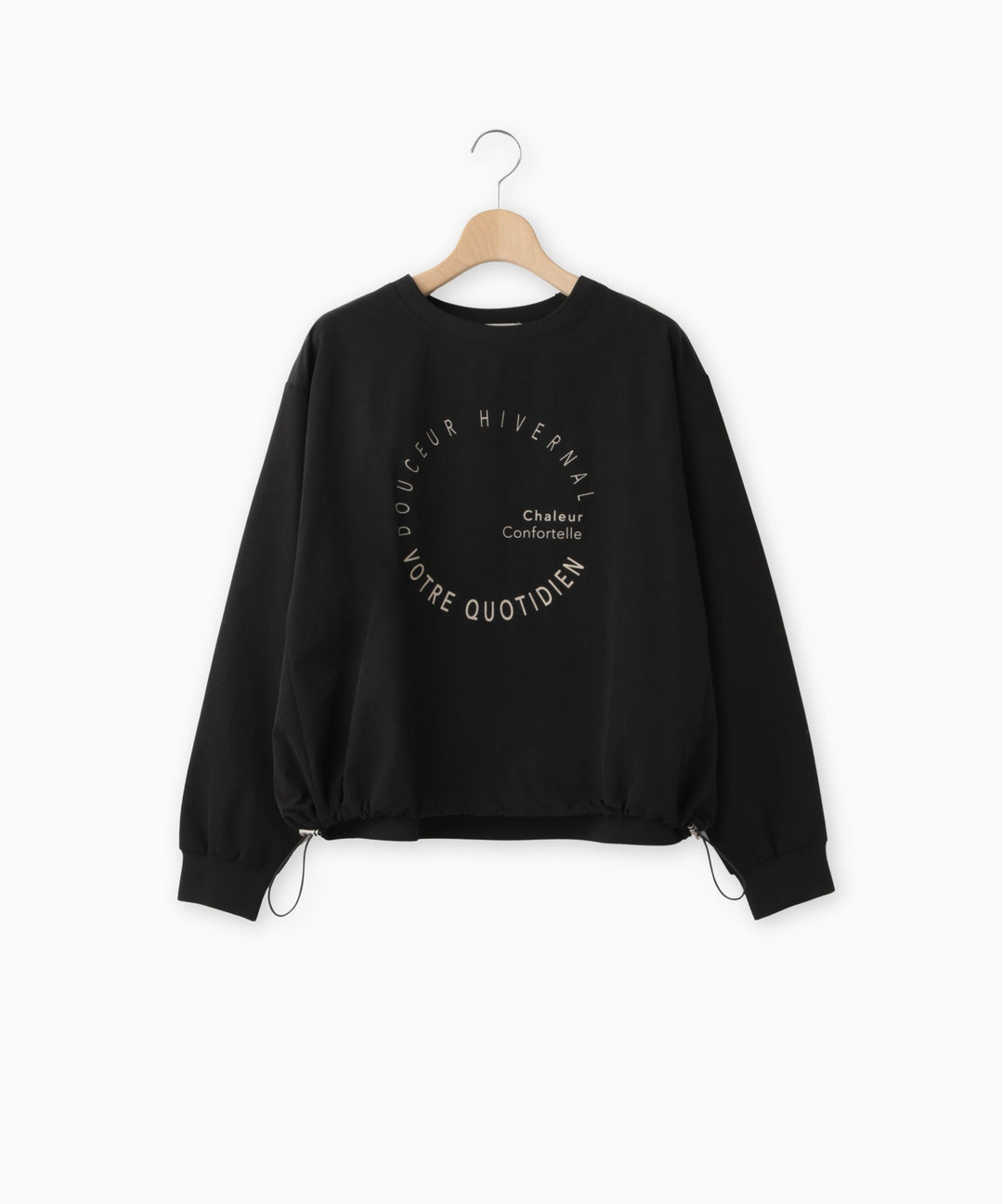 タフタ裏毛フロッキーロゴブラウス