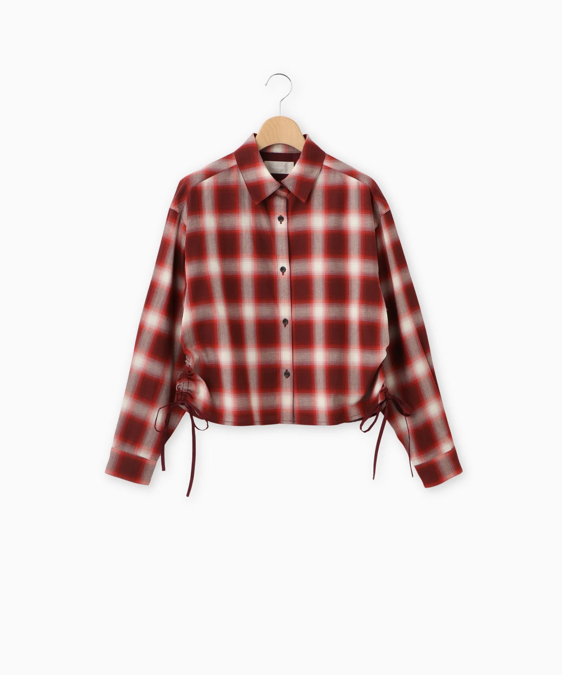 FEKETE ギャザータイトシャツ チェック S セール】GATHER FEMININE TIGHT SHIRT / ギャザータイトシャツ