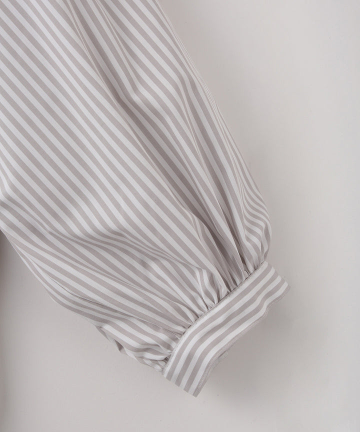 ボリューム袖ストライプシャツ