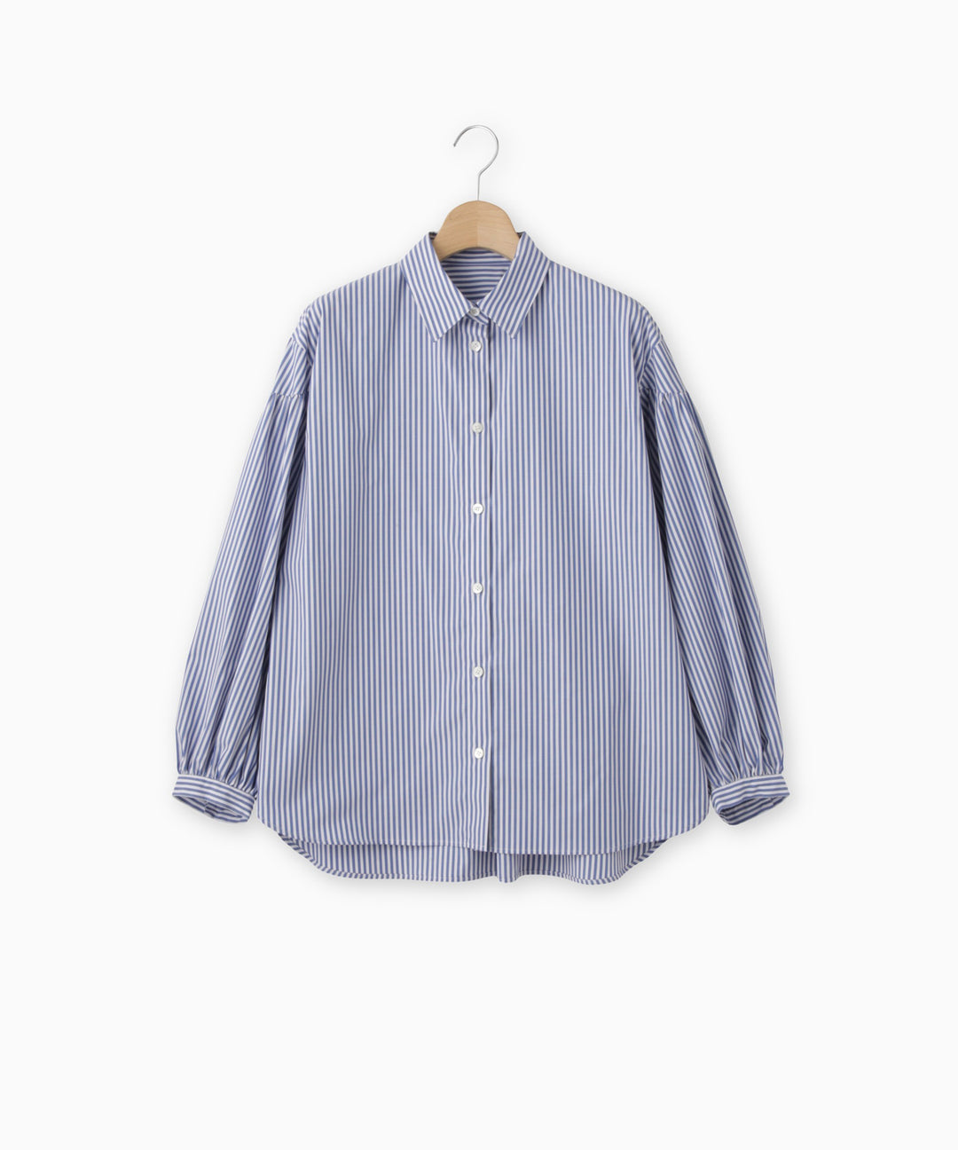 ボリューム袖ストライプシャツ