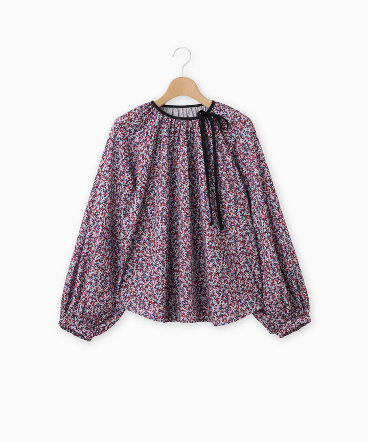 フラワープリントギャザーブラウス