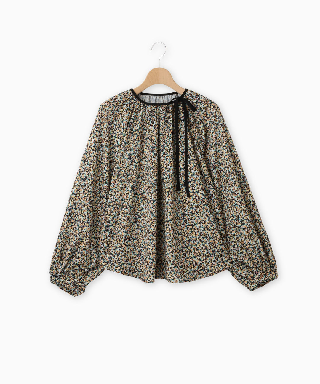 フラワープリントギャザーブラウス