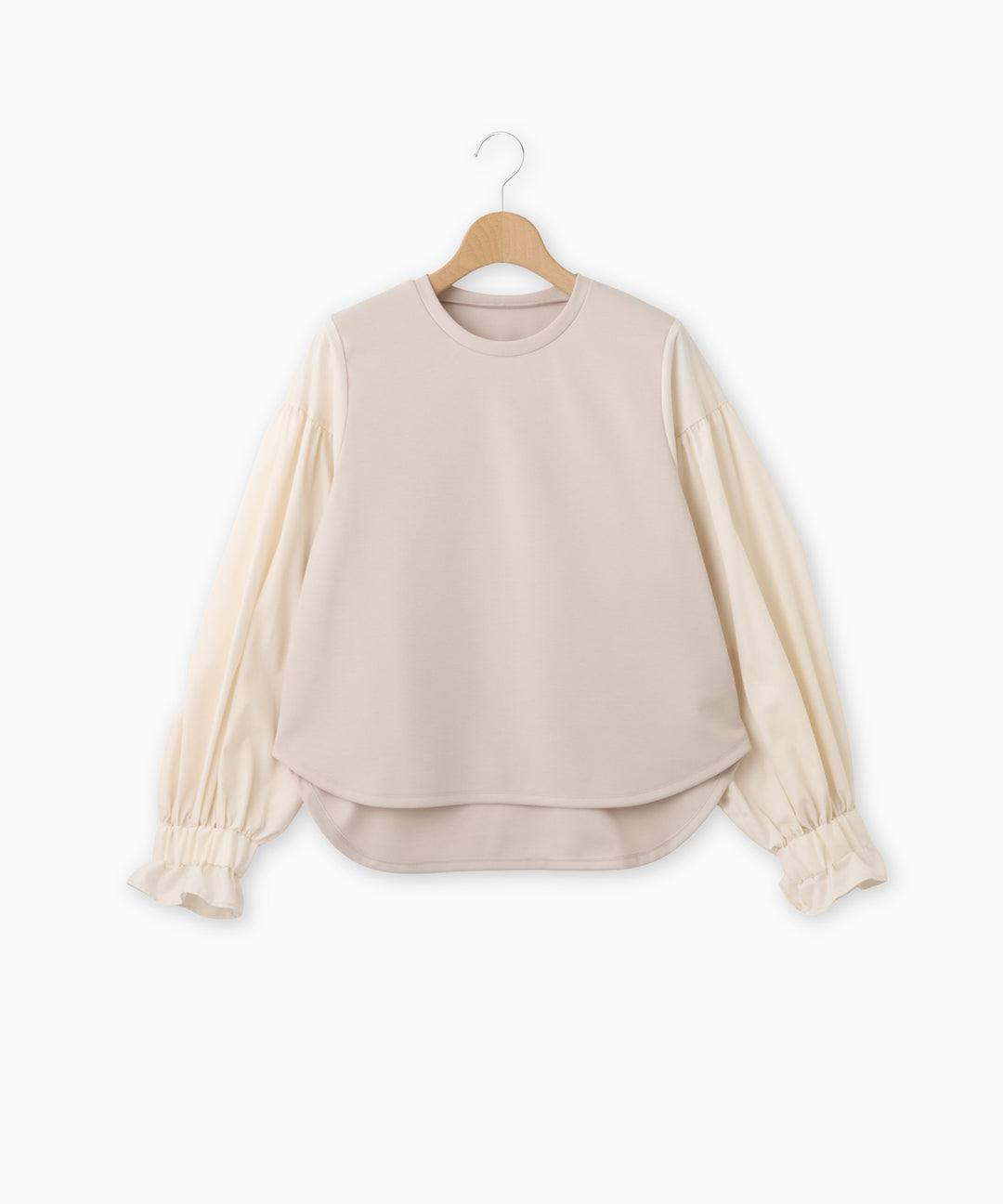 異素材ボリュームスリーブプルオーバー