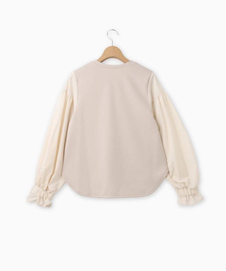 異素材ボリュームスリーブプルオーバー