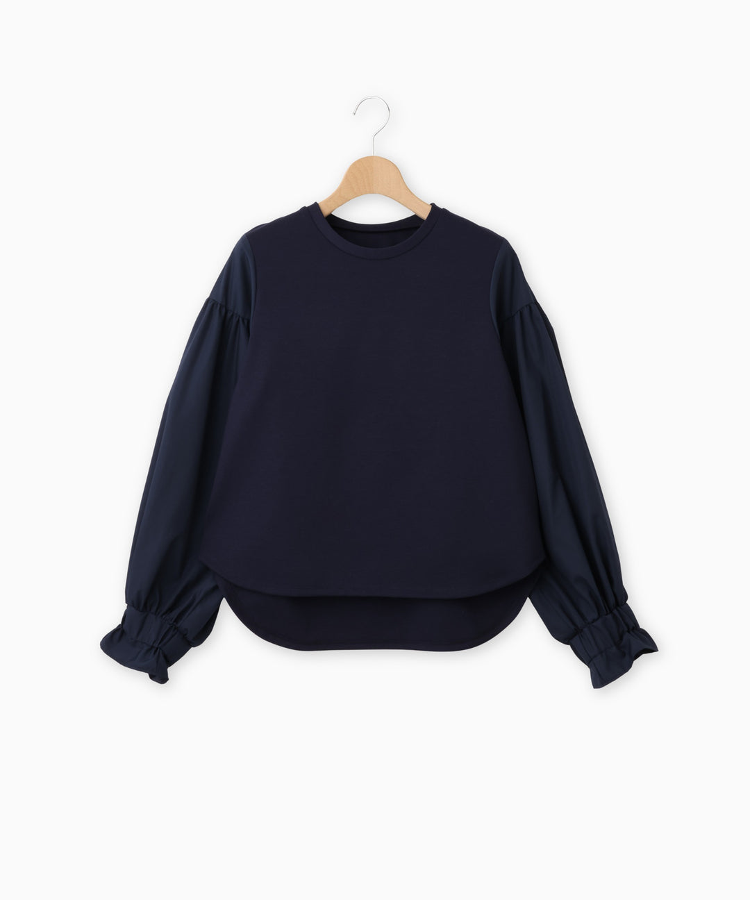 異素材ボリュームスリーブプルオーバー