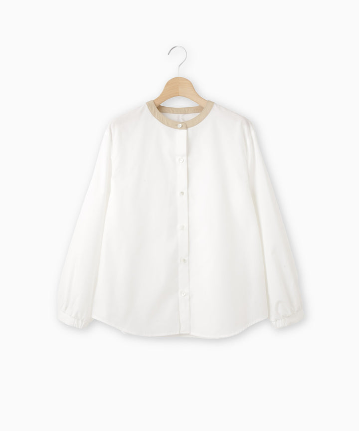 バックリボン配色シャツブラウス