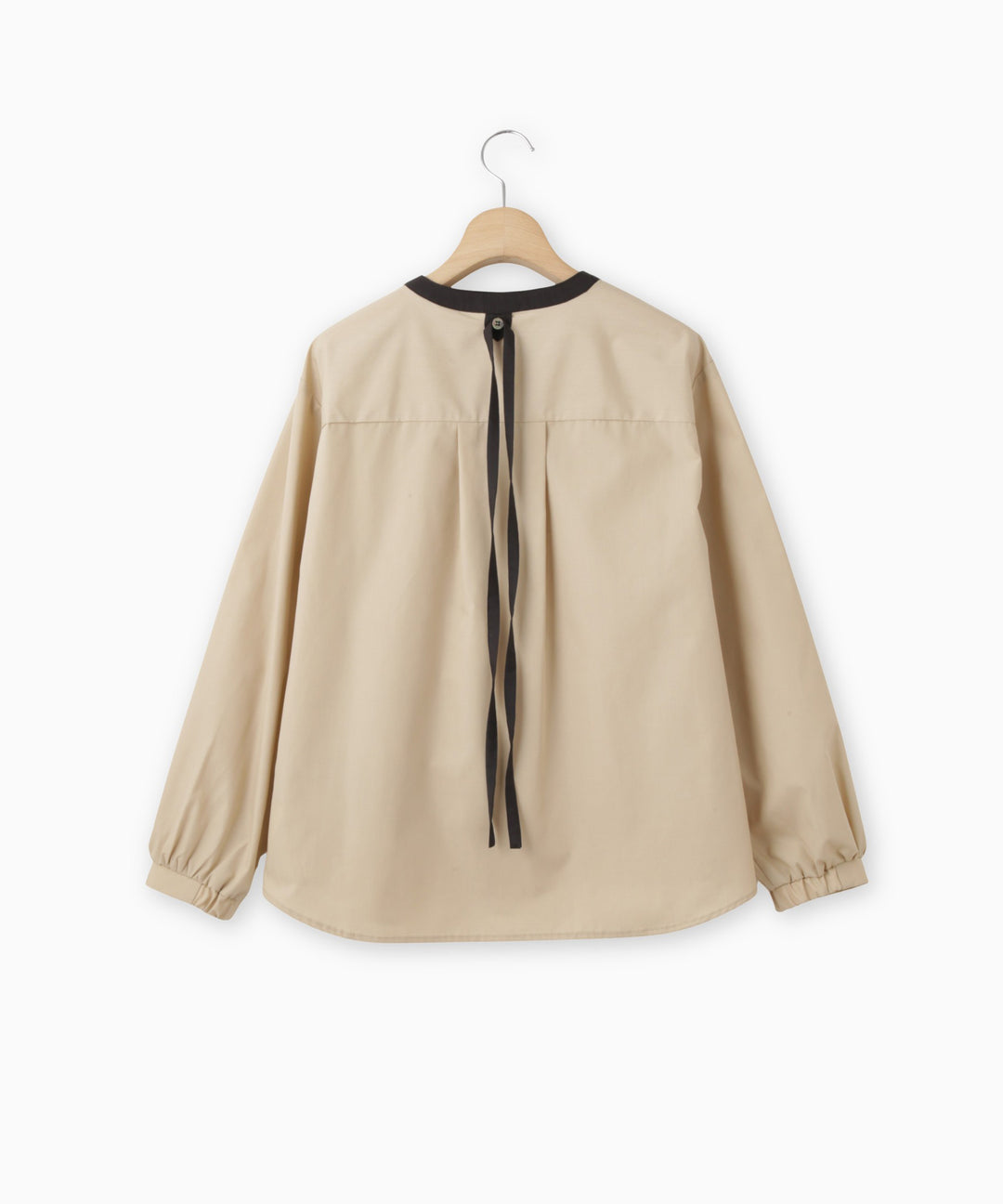 バックリボン配色シャツブラウス