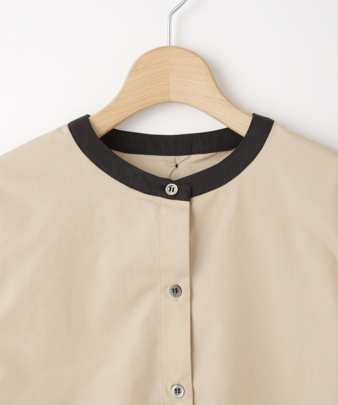 バックリボン配色シャツブラウス