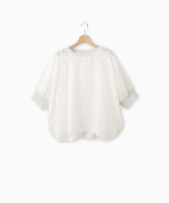 Geometric Print Dolman Sheer Blouse
