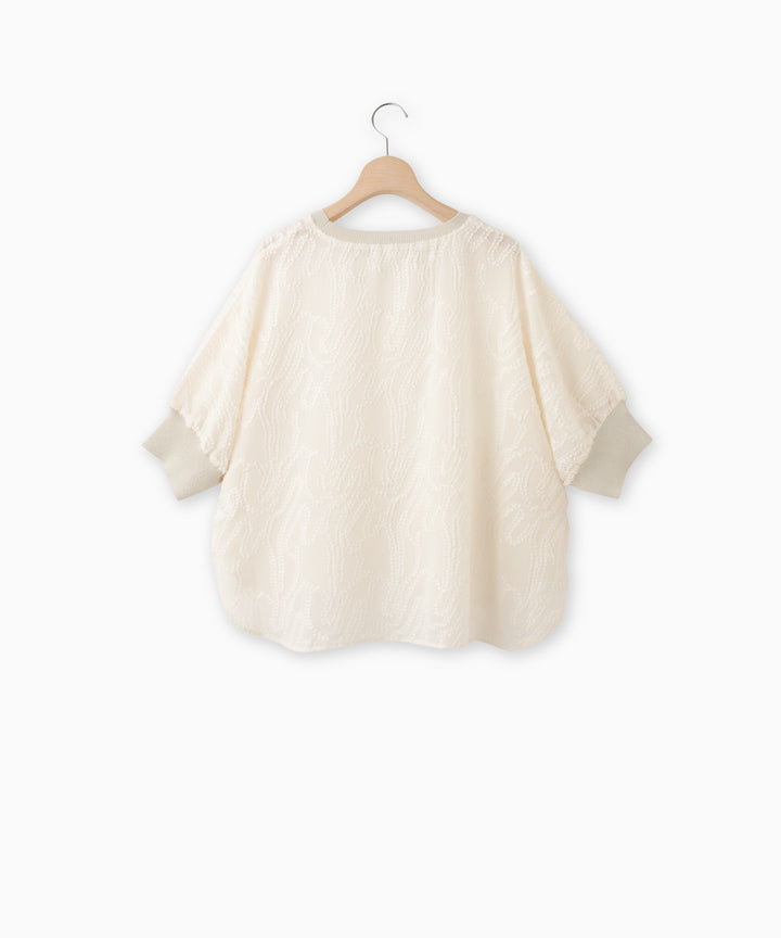 Geometric Print Dolman Sheer Blouse
