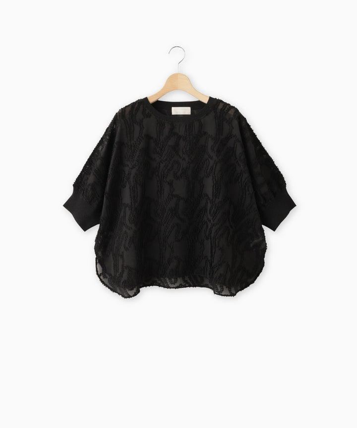 Geometric Print Dolman Sheer Blouse