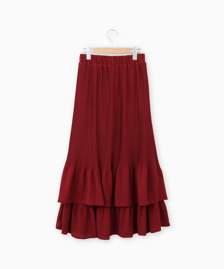 ジョーゼット細プリーツティアードスカート