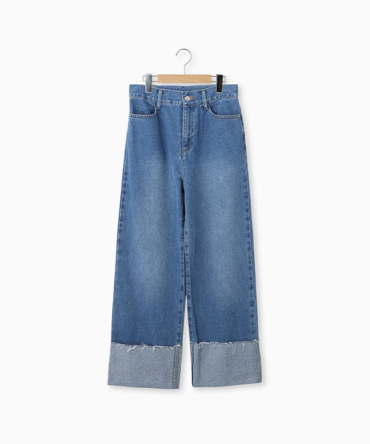 ロールアップストレートデニムパンツ