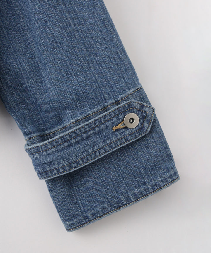 ノーカラーデニムジャケット