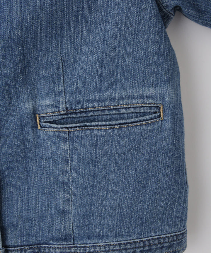 ノーカラーデニムジャケット