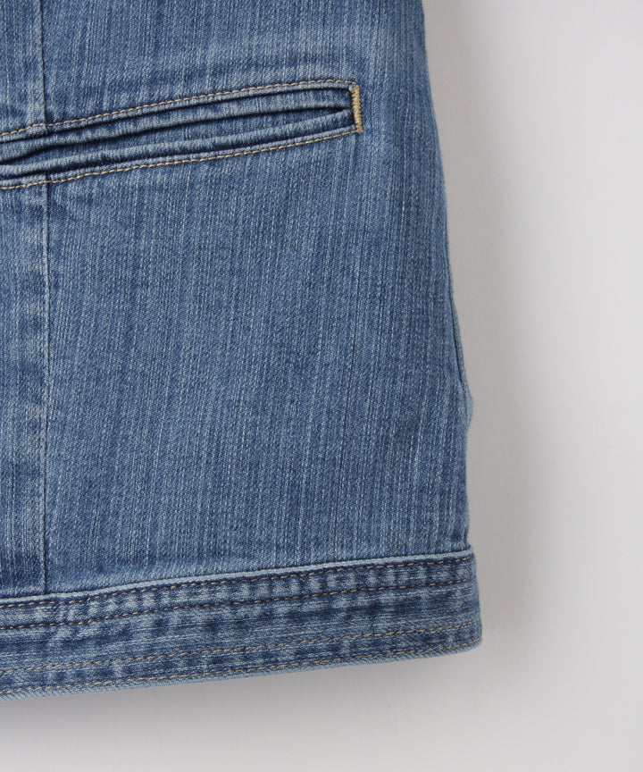 ノーカラーデニムジャケット