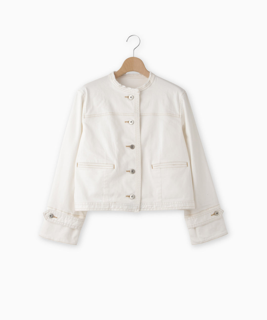 ノーカラーデニムジャケット