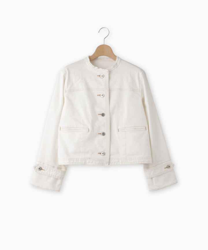 ノーカラーデニムジャケット