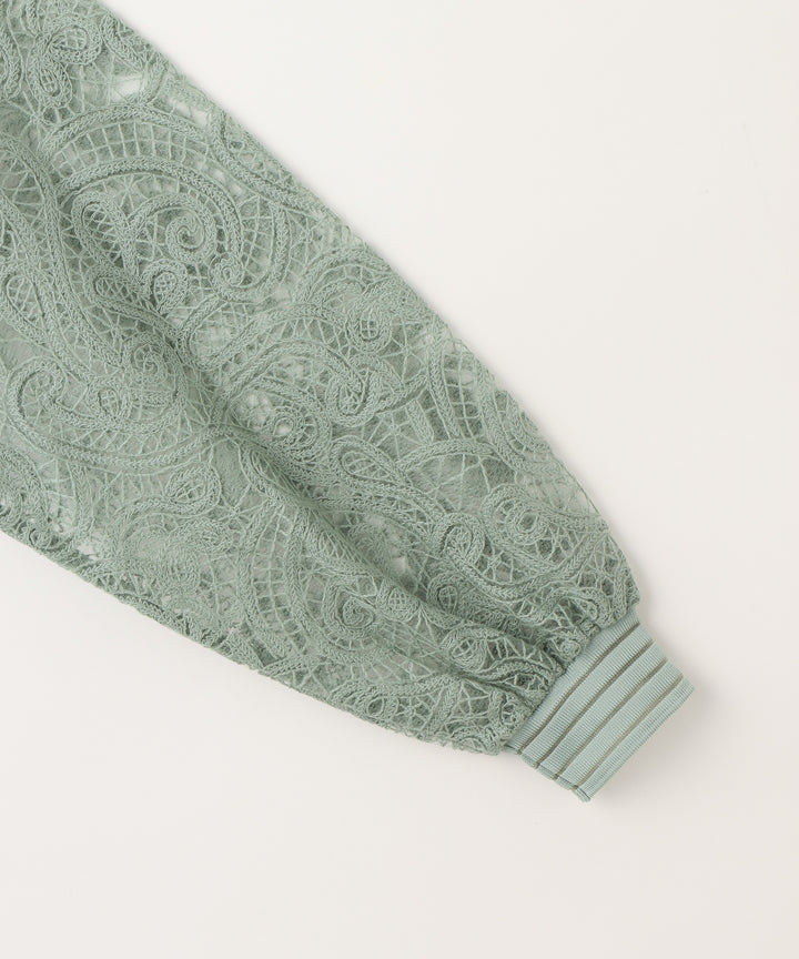 ペイズリー刺繍フロントジップブルゾン