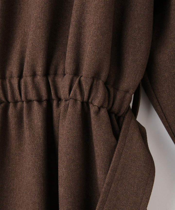 フロッキー襟フィット＆フレアワンピース