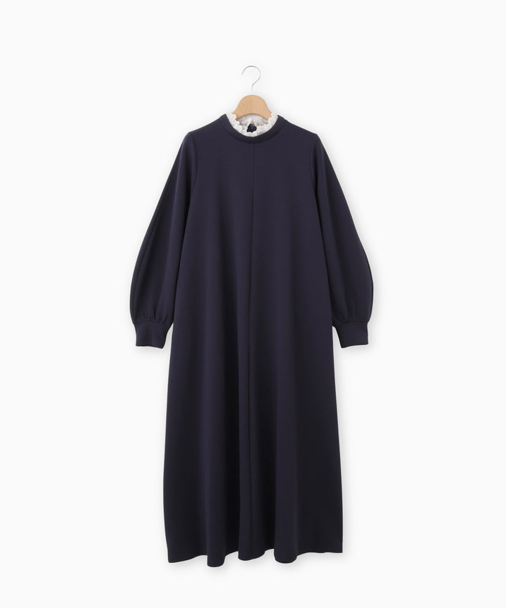 2WAY配色レース衿ポンチワンピース