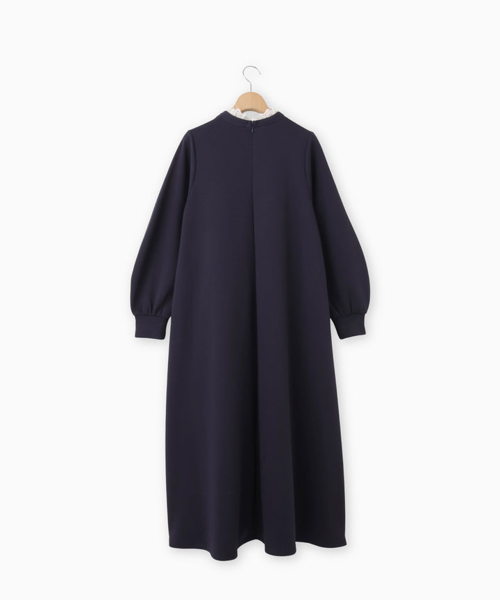 2WAY配色レース衿ポンチワンピース