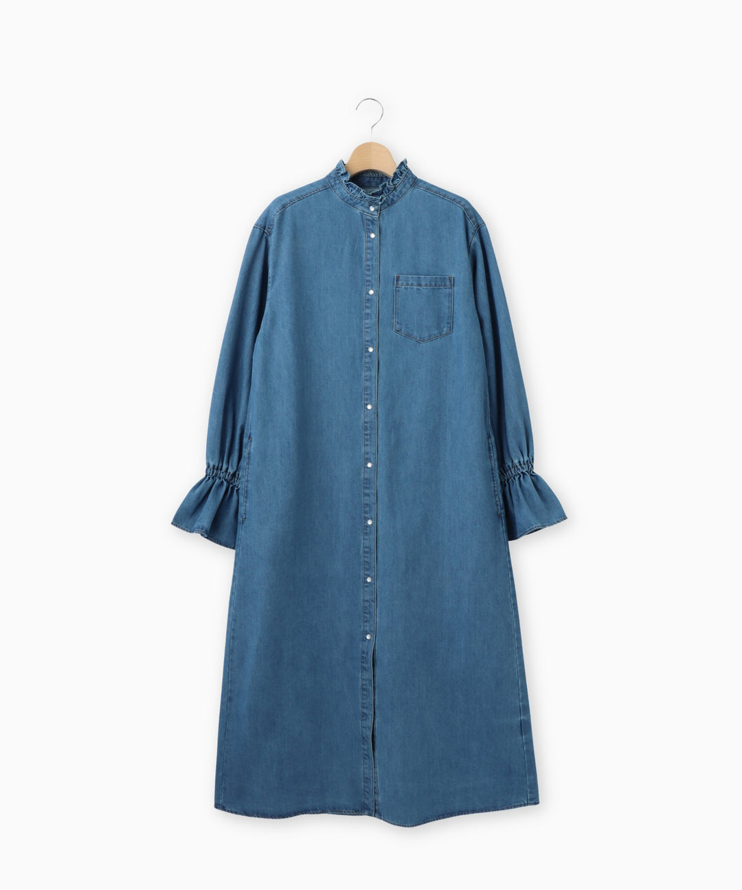 フリルスリーブライトデニムワンピース