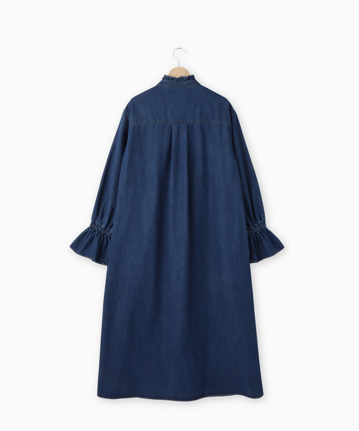 フリルスリーブライトデニムワンピース
