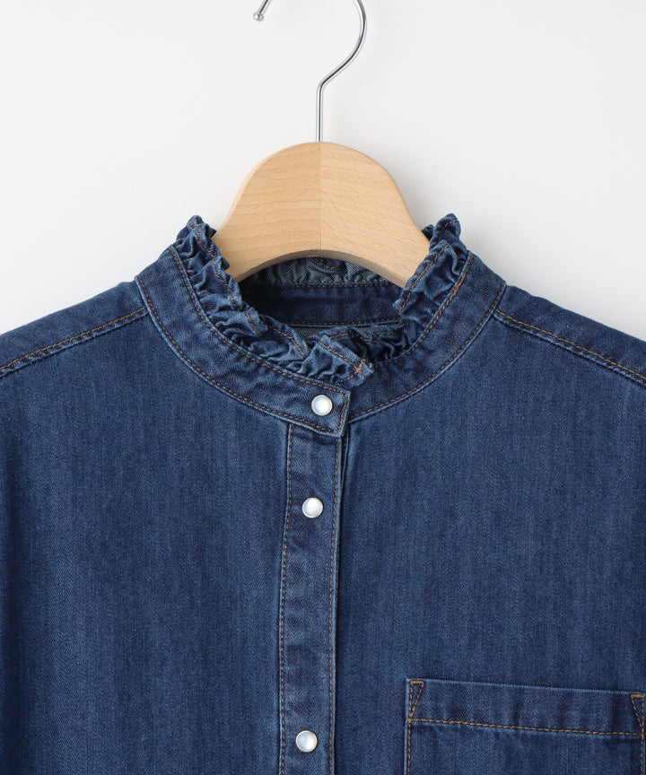 フリルスリーブライトデニムワンピース