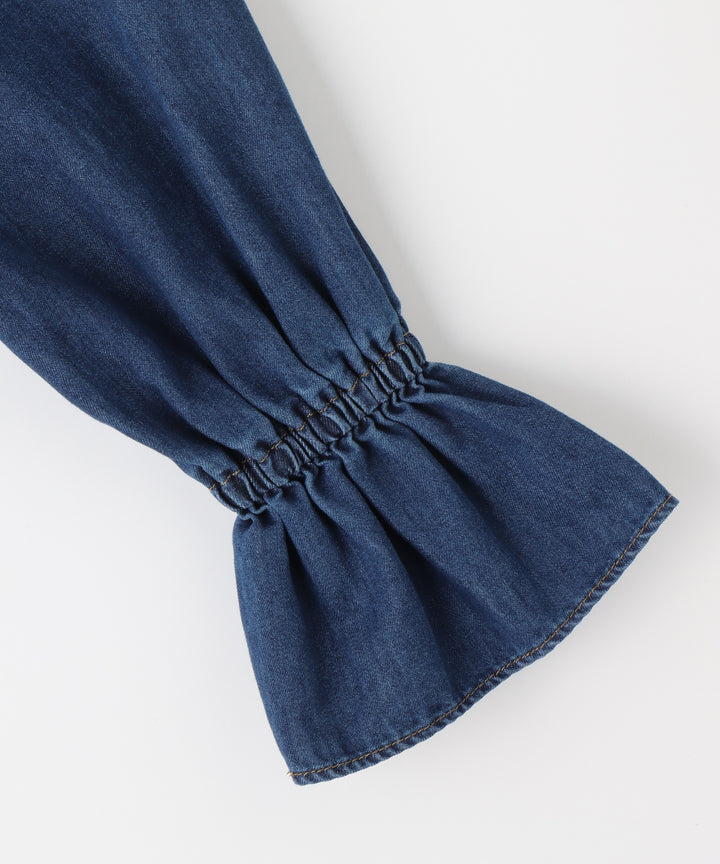 フリルスリーブライトデニムワンピース
