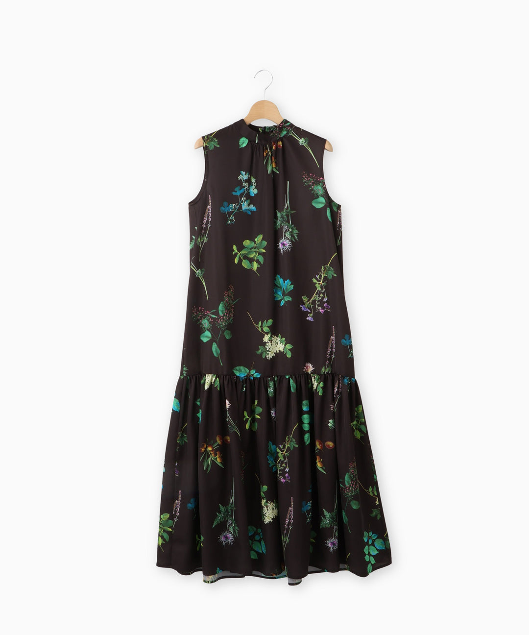 ボタニカルプリントノースリーブワンピース